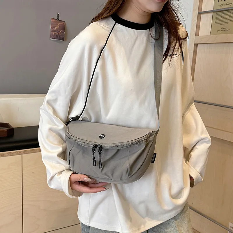 OUZIHUANG Nylon Fabric Shoulder Bag Crossbody Bag Unisex Black/Orange/Green/Khaki/Gray-22