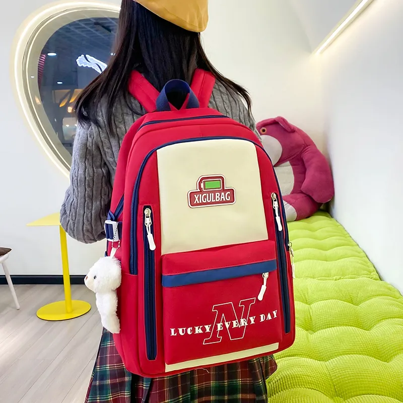 Deli Bear Canvas Backpack Set Of Four Regular Unisex Blue/Green/Red/Black-2