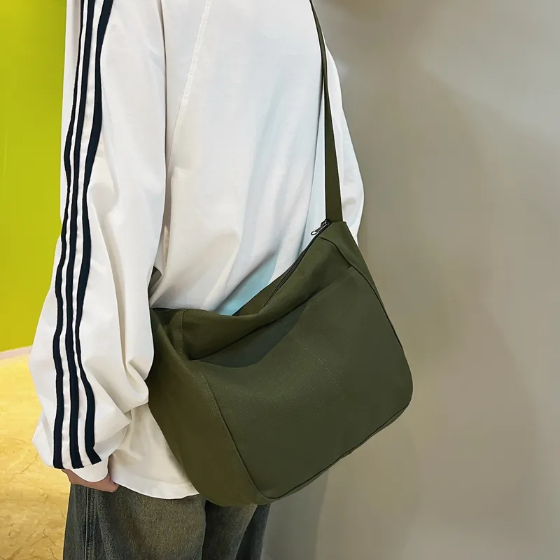 Deli Bear Canvas Shoulder Bag Tote Bag Shopping Bag Regular Unisex Black/White/Green/Brown-1