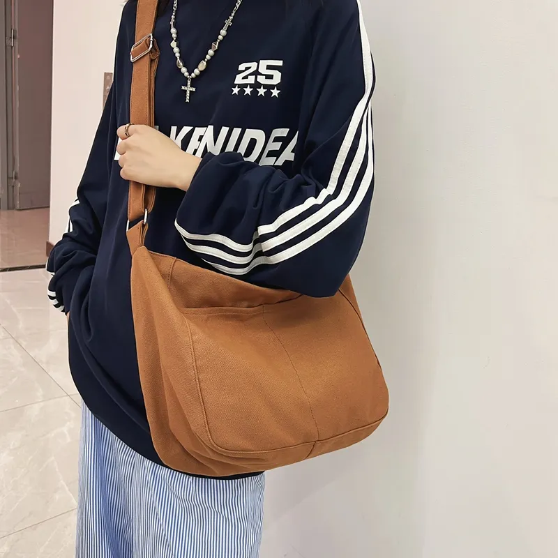 Deli Bear Canvas Shoulder Bag Tote Bag Shopping Bag Regular Unisex Black/White/Green/Brown-18