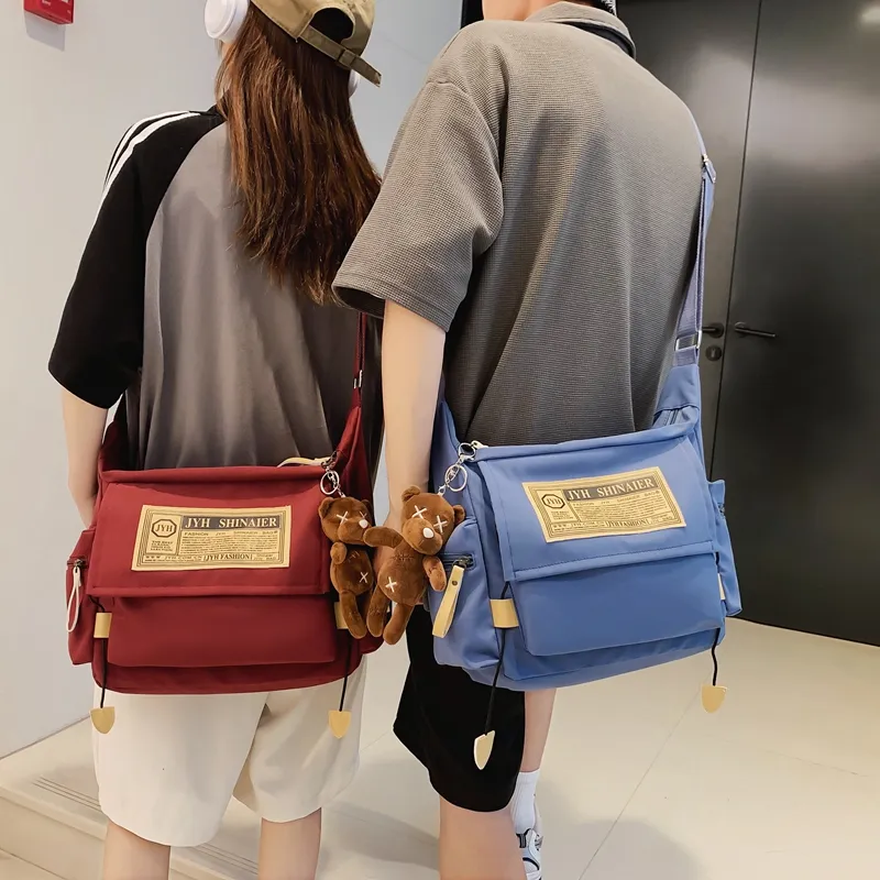 OUZIHUANG Nylon Shoulder Bag, Crossbody Bag Unisex Black/Blue/White/Red-16
