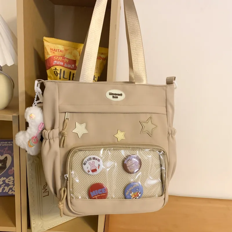 Deli Bear Cotton Ita Bag Backpack Regular Women's Black/Pink/White/Blue/Khaki-1