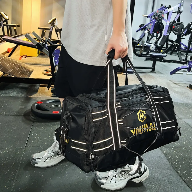 Deli Bear Nylon Fabric Gym Bag Unisex Black \ Pink \ Khaki \ Blue \ Yellow \ White \ Turquoise-4