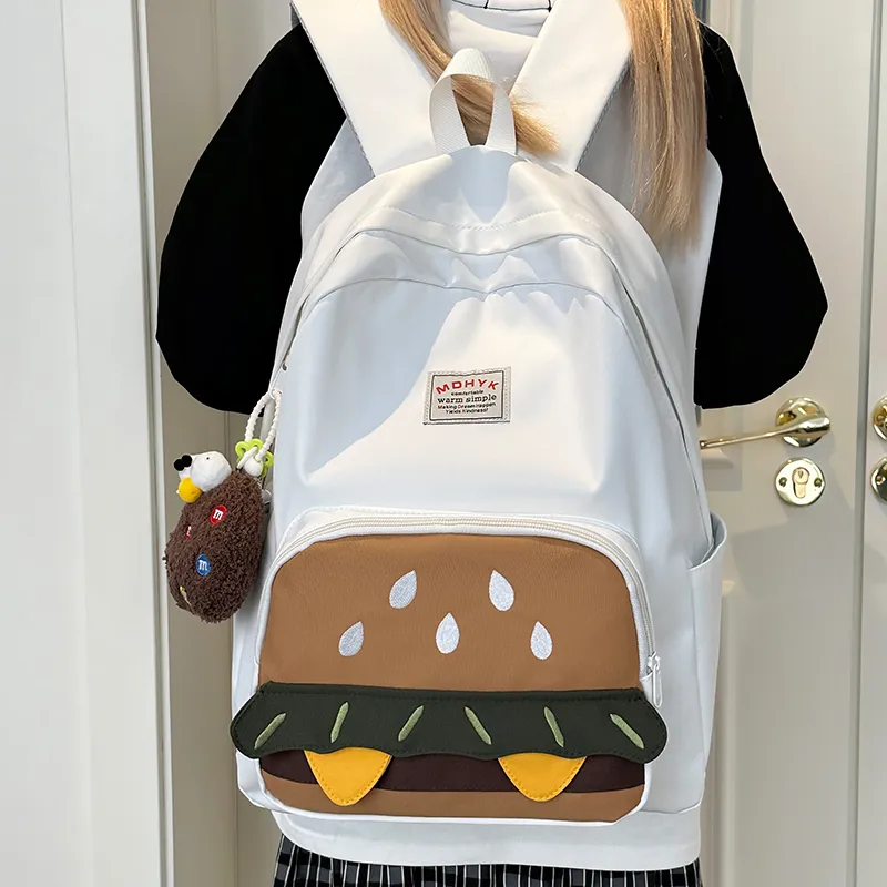 Deli Bear Nylon Backpack Unisex Yellow/White/Brown/Khaki-7