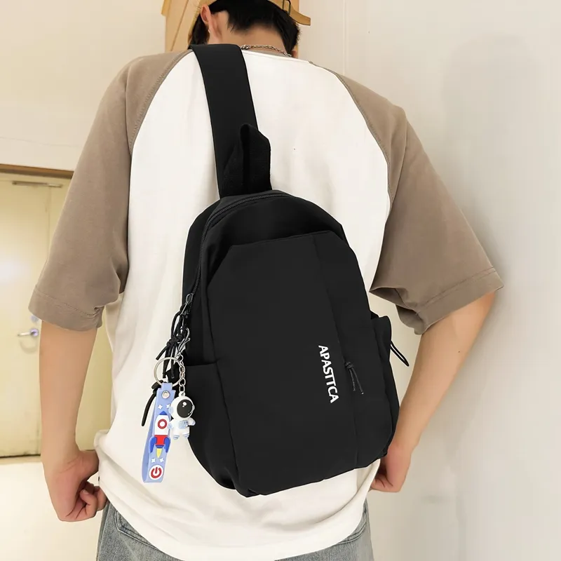 Deli Bear Nylon Backpack One Shoulder Crossbody Sling Bag Regular Unisex Green/White/Black-15