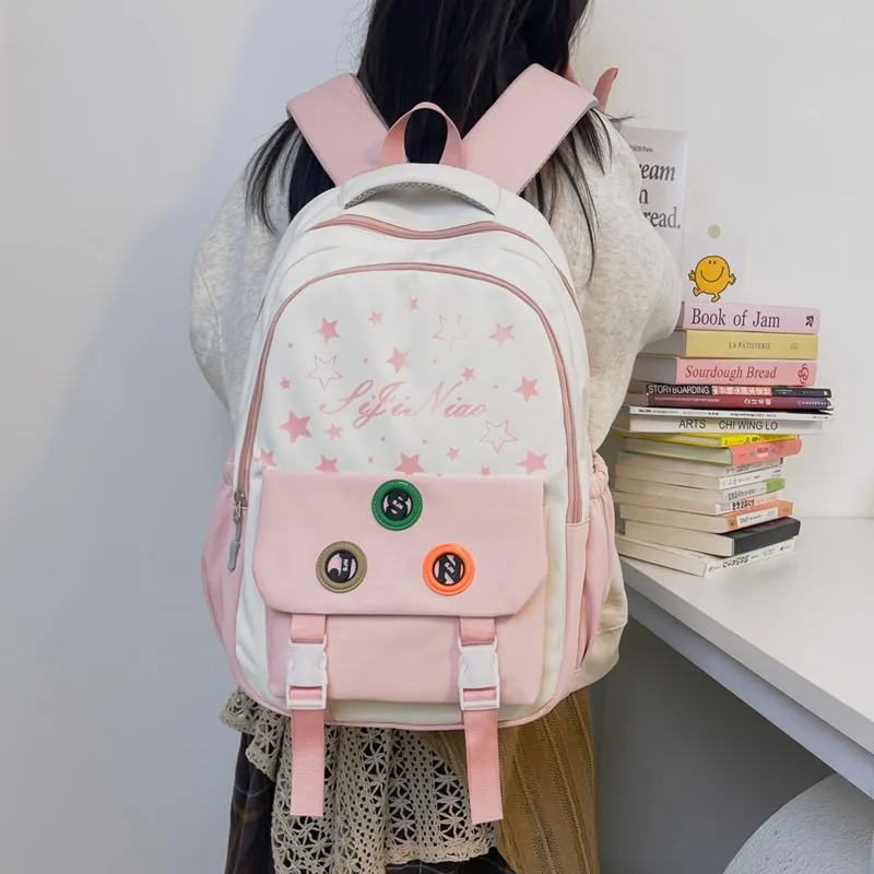 Tong Tong Rabbit Nylon Backpack Regular Women's Pink/Black/Blue/Khaki/Red-4