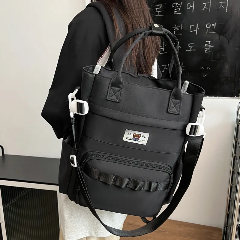 Deli Bear Canvas Canvas Bag Backpack Regular Unisex Green/Blue/Orange/Khaki/Black/Purple-23