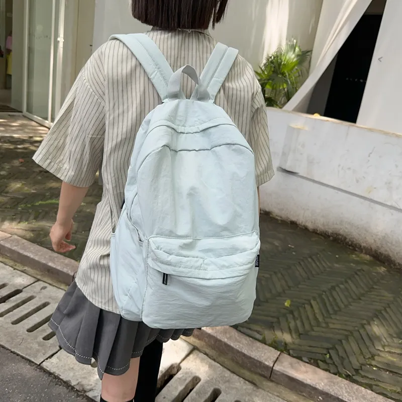 Deli Bear Nylon Backpack Regular Unisex Black/Pink/Gray Blue/Khaki/Red/Green-11