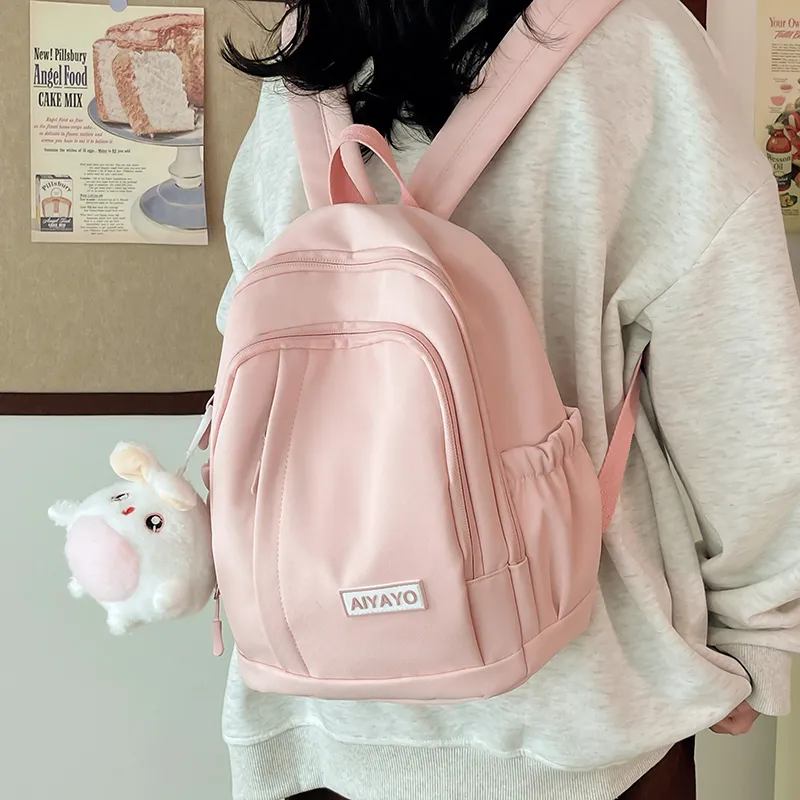 OUZIHUANG Nylon Backpack Large Size Unisex Pink/Blue/White/Black/Yellow/Green-14