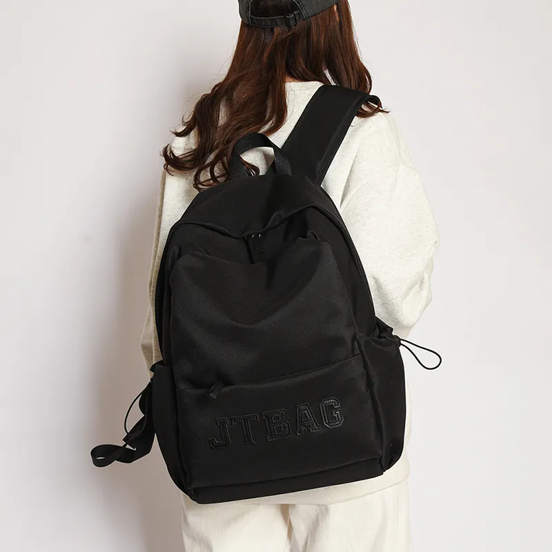 OUZIHUANG Oxford Backpack Regular Unisex Black/Ecru/Burgundy-1