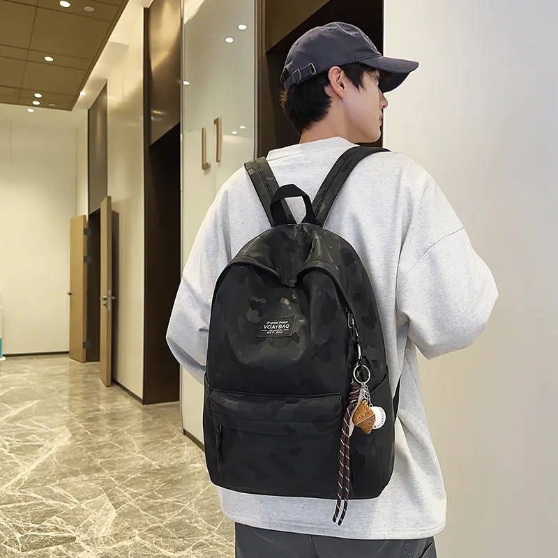 OUZIHUANG Polyester Backpack Regular Unisex Black/Blue/White/Gray-3