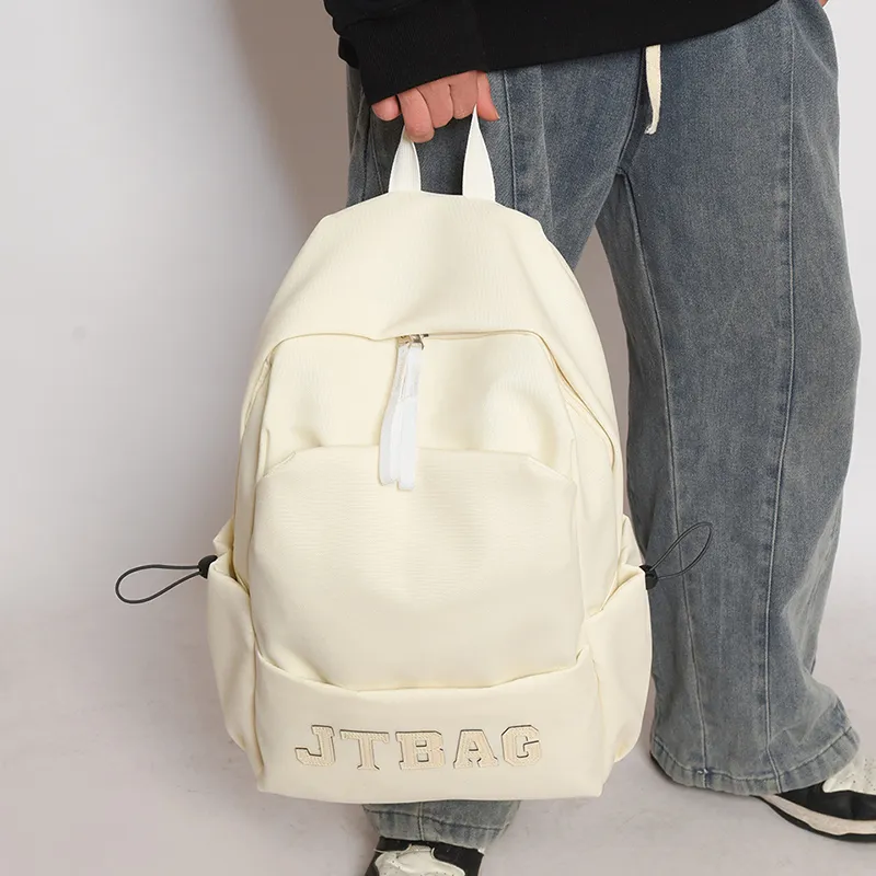 OUZIHUANG Oxford Backpack Regular Unisex Black/Ecru/Burgundy-6
