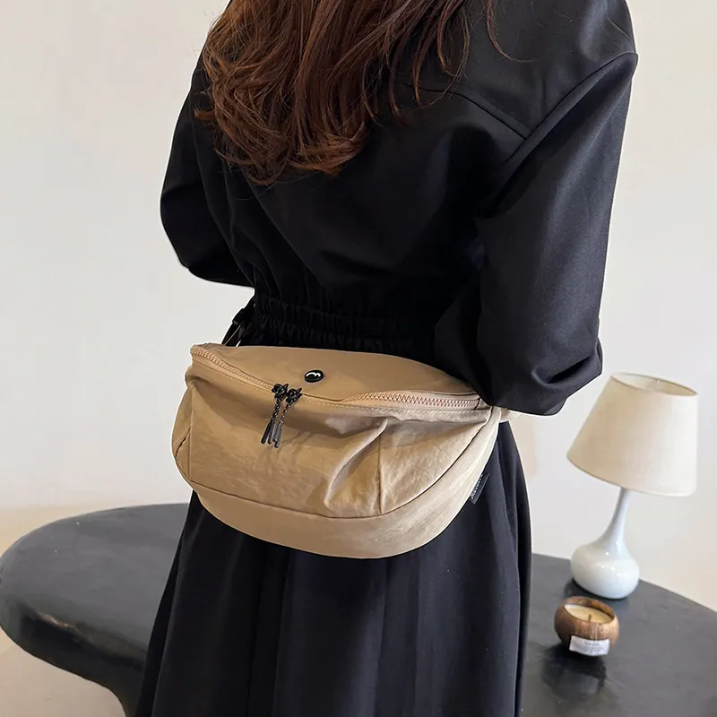 OUZIHUANG Nylon Fabric Shoulder Bag Crossbody Bag Unisex Black/Orange/Green/Khaki/Gray-28