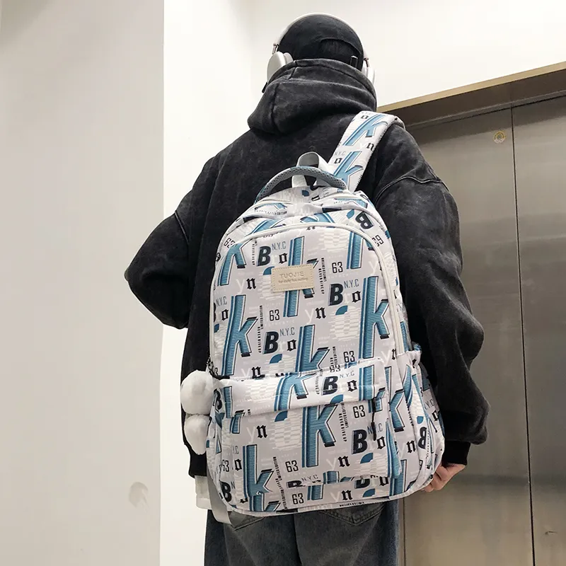 OUZIHUANG Nylon Backpack Regular Unisex Green/Black/Blue-7