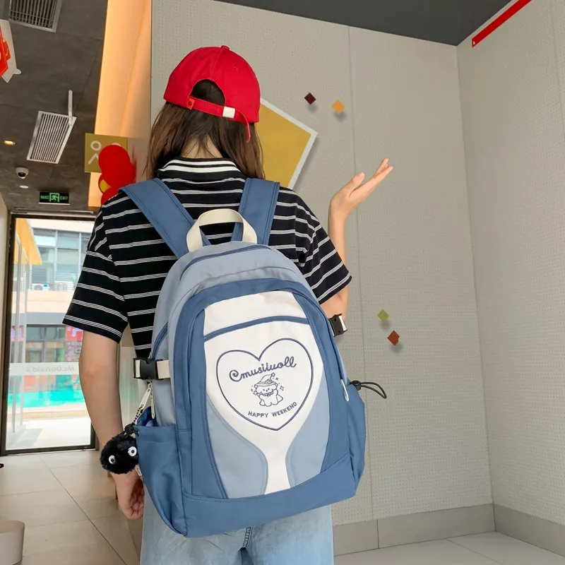 Deli Bear Nylon Backpack Regular Unisex Black Stockings/Black White/Blue Black/Blue Purple-6
