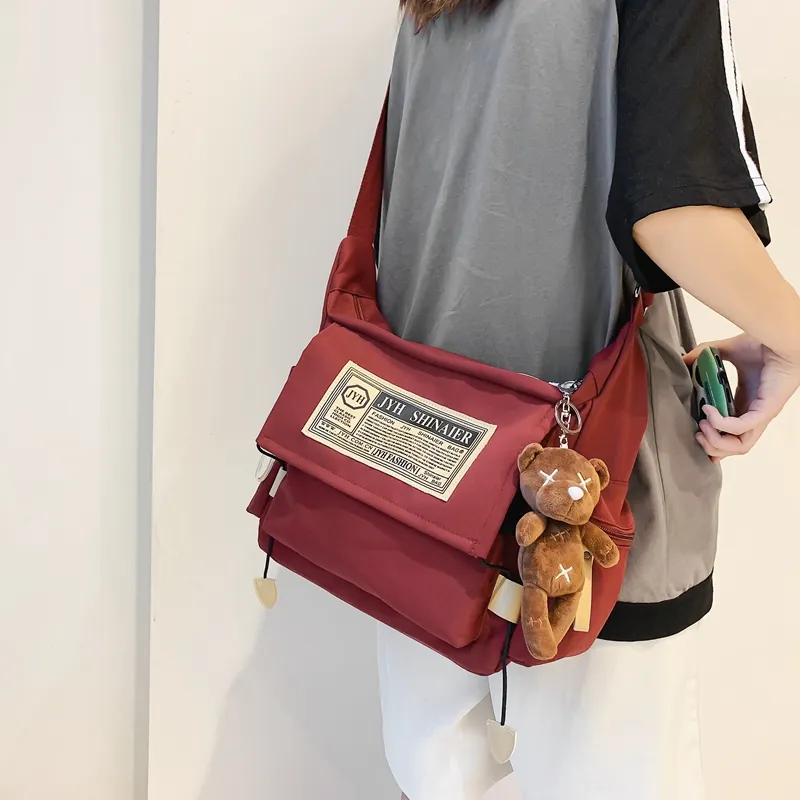 OUZIHUANG Nylon Shoulder Bag, Crossbody Bag Unisex Black/Blue/White/Red-2