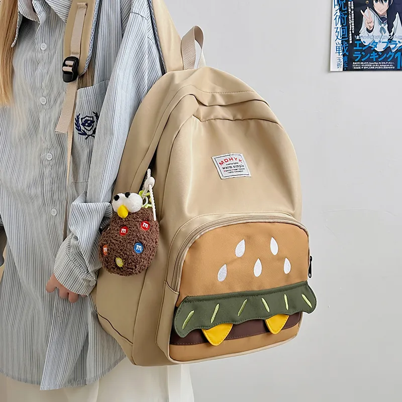 Deli Bear Nylon Backpack Unisex Yellow/White/Brown/Khaki-16