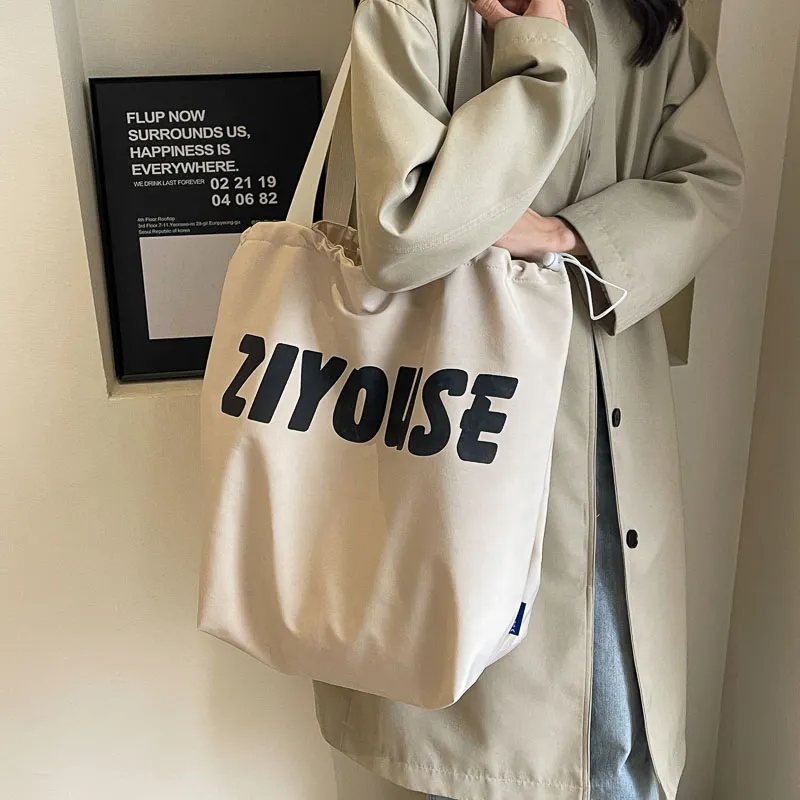 OUZIHUANG Canvas Bucket Bag Handbag Shoulder Bag Regular Women's Yellow/Ecru/Black/Khaki-9