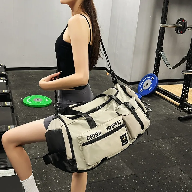 Deli Bear Nylon Gym Bag Unisex Black/Pink/Khaki/Red/Yellow/Army Green/Blue-12