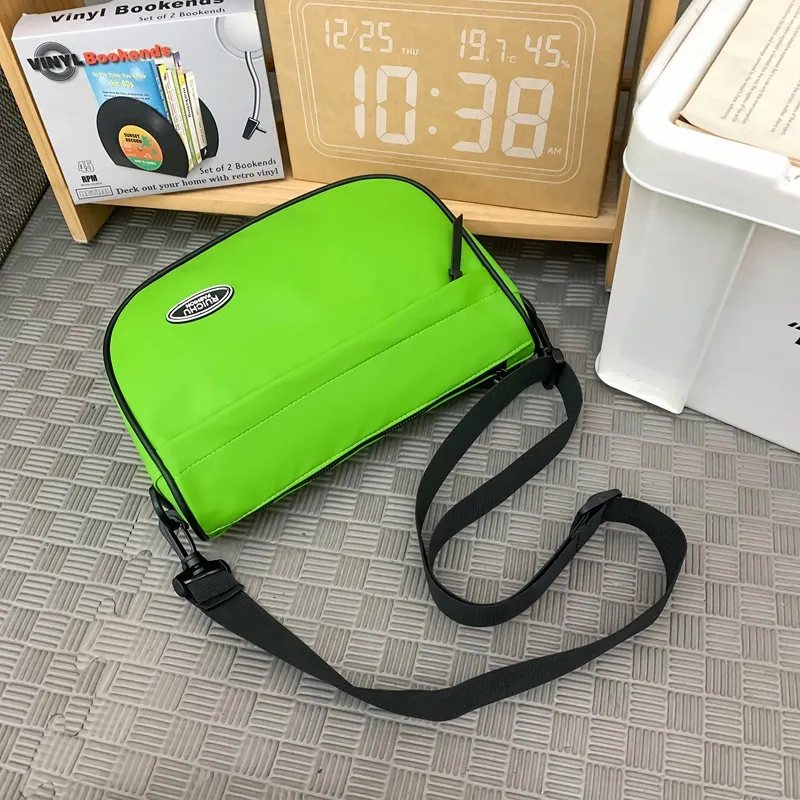OUZIHUANG Nylon Fabric Crossbody Bag Unisex Black/White/Khaki/Green/Orange-12