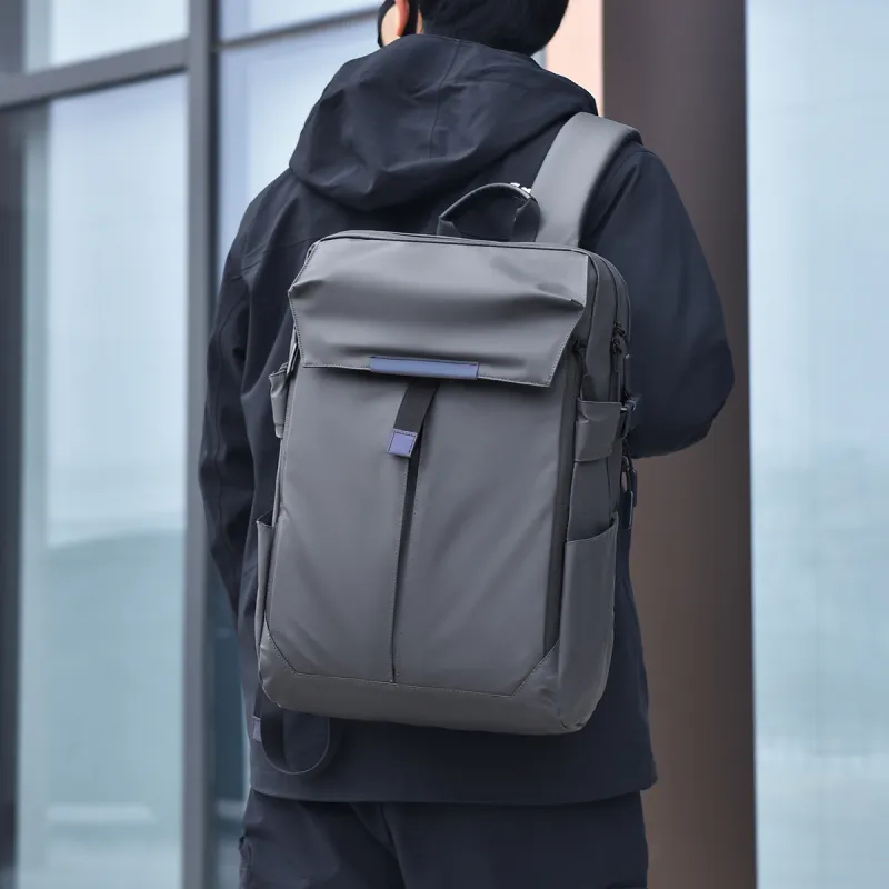 Deli Bear Nylon Laptop Backpack Regular Men's Blue/Gold/Gray/Black-8