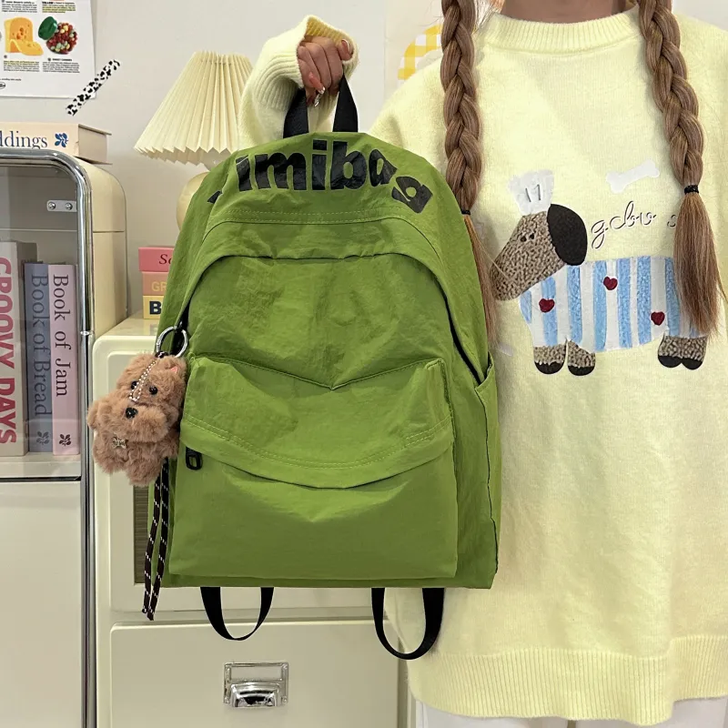 Deli Bear Nylon Backpack Regular Unisex White/Orange/Black/Purple/Green-15