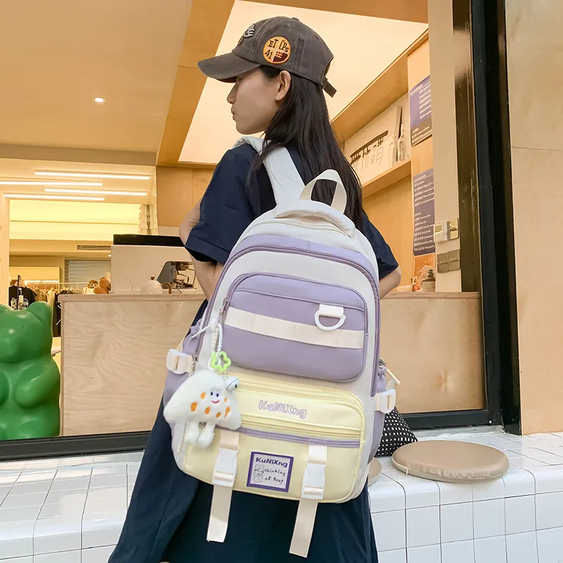 Tong Tong Rabbit Nylon Backpack Regular Women's Purple & White/Purple & Yellow/White & Orange/Black & White-9