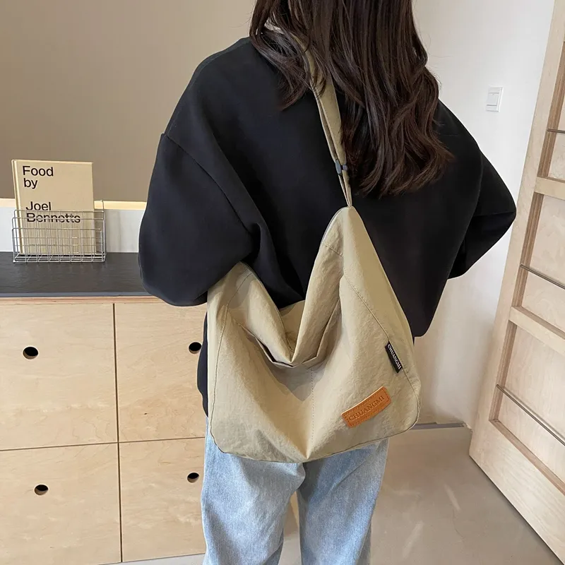 OUZIHUANG Nylon Shoulder Bag Crossbody Bag Regular Unisex Black/Khaki/Green/Ecru/Orange-47