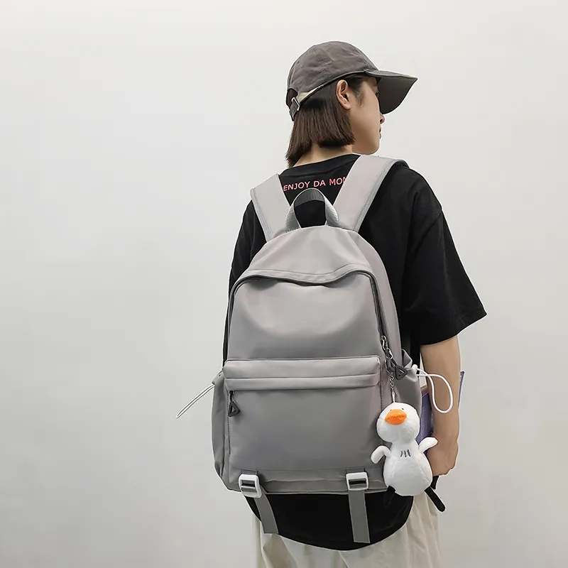 OUZIHUANG Nylon Backpack Unisex Black/White/Yellow/Gray-12