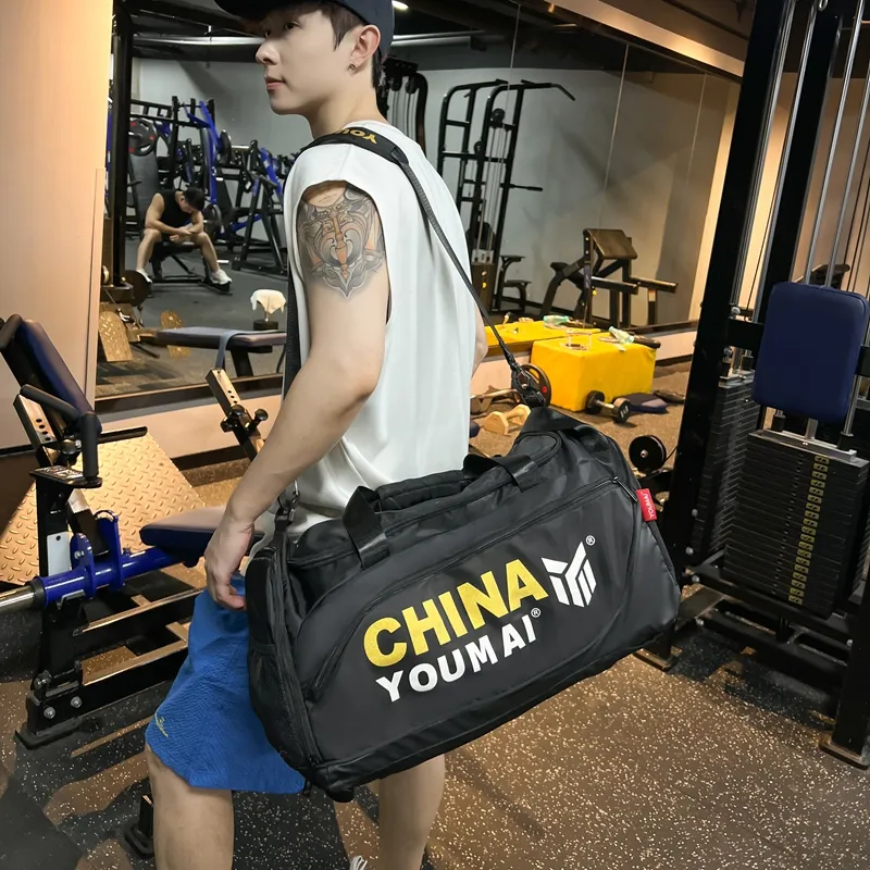 Deli Bear Nylon Gym Bag Large Size Unisex Black/Pink/Khaki/Rose Red/Yellow/Army Green-4