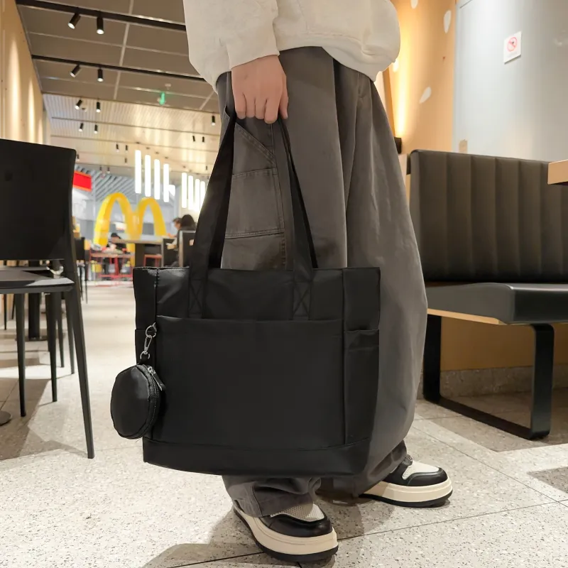 OUZIHUANG Nylon Shoulder Bag Unisex Black/Pink/Khaki/Green-4