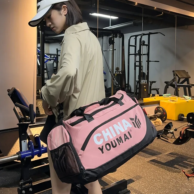 Deli Bear Nylon Gym Bag Large Size Unisex Black/Pink/Khaki/Rose Red/Yellow/Army Green-10