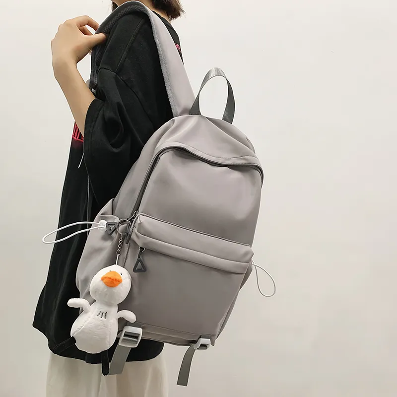OUZIHUANG Nylon Backpack Unisex Black/White/Yellow/Gray-13