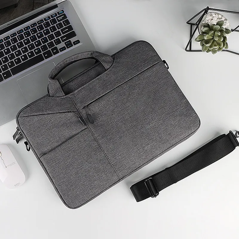 OUZIHUANG Polyester Laptop Bag Unisex Beauty Pink/Heather Gray/Dark Gray/Mysterious Black-3