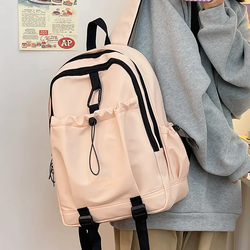 Deli Bear Polyester Laptop Backpack Regular Unisex White/Pink/Black-13