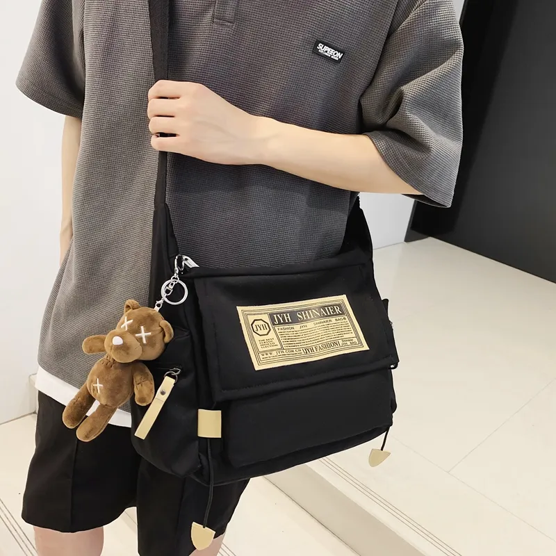 OUZIHUANG Nylon Shoulder Bag, Crossbody Bag Unisex Black/Blue/White/Red-11