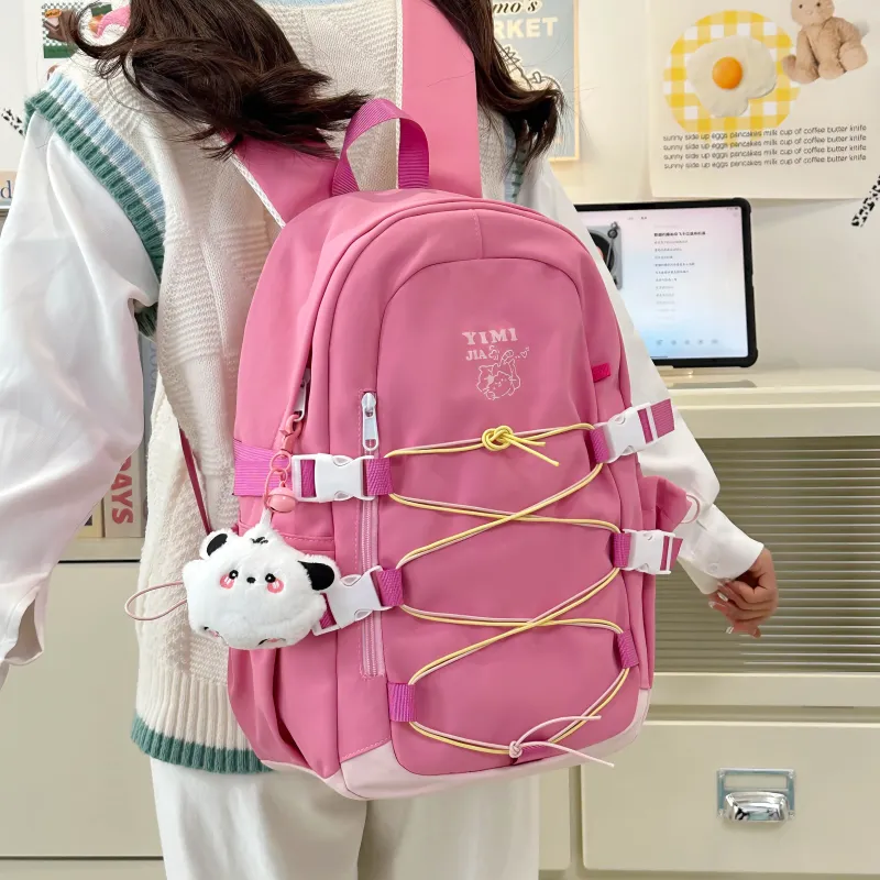 Deli Bear Nylon Backpack Unisex Pink/Blue/Black/Purple/Ecru-1