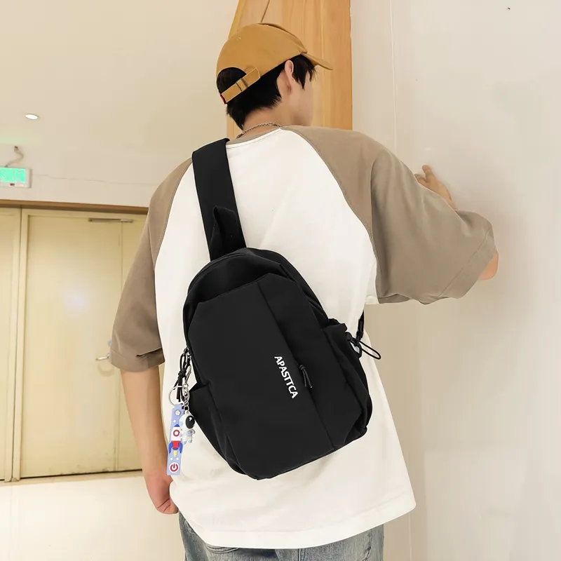 Deli Bear Nylon Backpack One Shoulder Crossbody Sling Bag Regular Unisex Green/White/Black-13