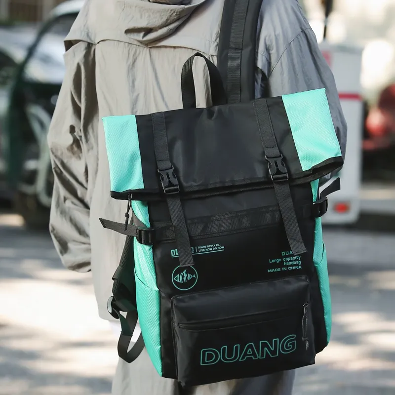 Deli Bear Nylon Backpack Unisex Black/Purple/Gray/Fruit Green/Mint Green-2