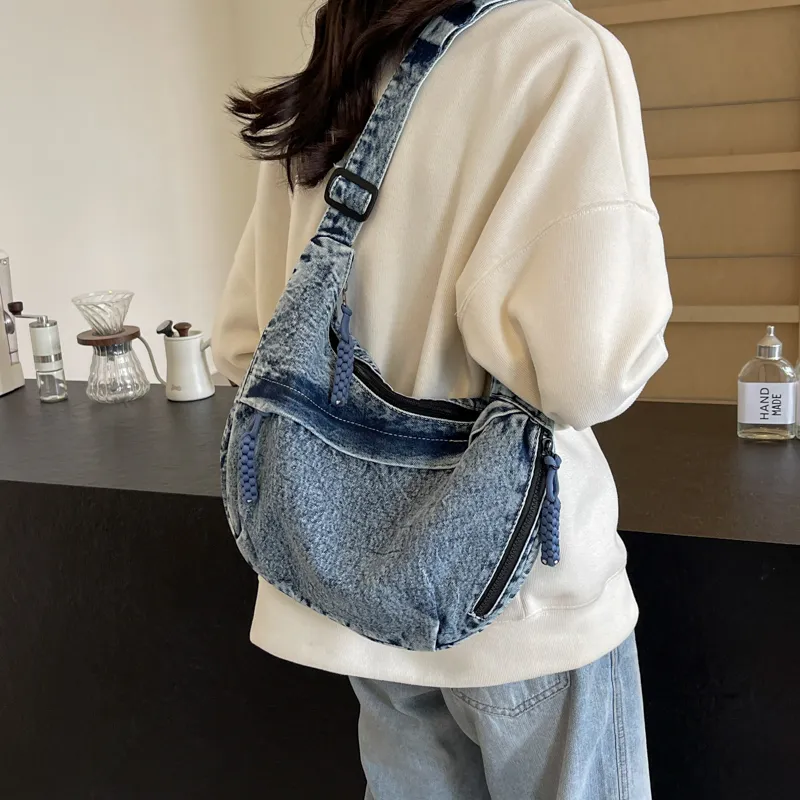 OUZIHUANG Denim Shoulder Bag, Crossbody Bag Women's Multicolor-32