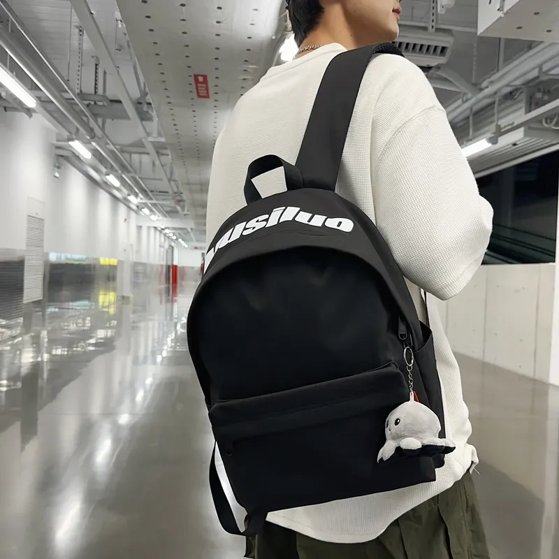 Deli Bear Nylon Backpack Unisex Black/White/Light Blue/Red/Yellow Brown-14
