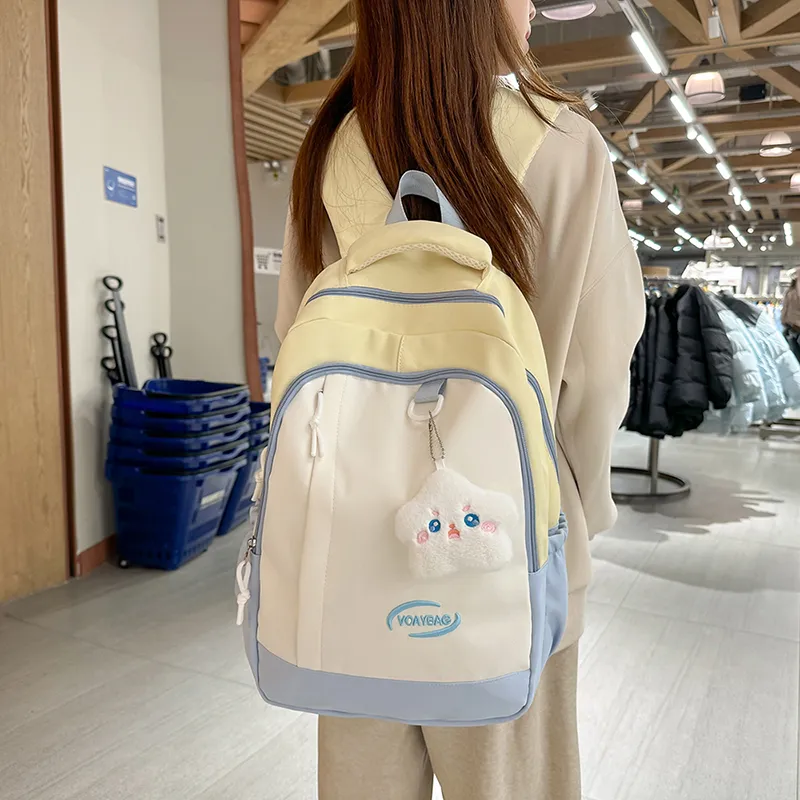 OUZIHUANG Nylon Backpack Women's Black/Yellow/Green/Blue-2