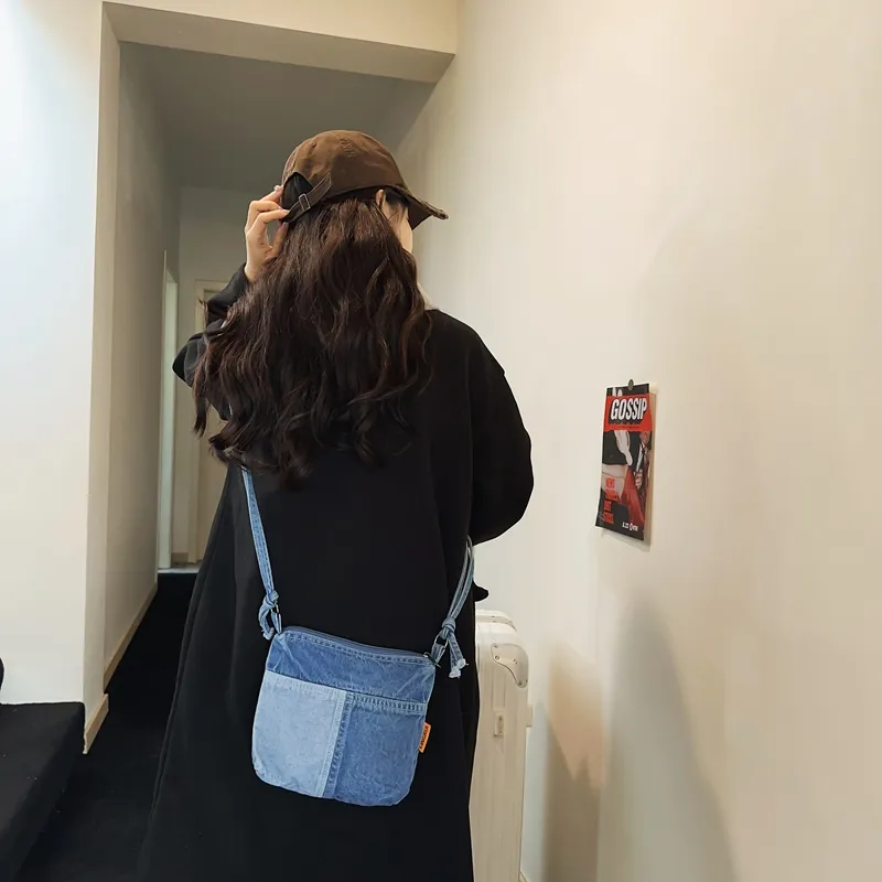 Deli Bear Denim Crossbody Bag, Shoulder Bag Unisex-5