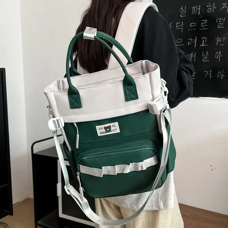 Deli Bear Canvas Canvas Bag Backpack Regular Unisex Green/Blue/Orange/Khaki/Black/Purple-6