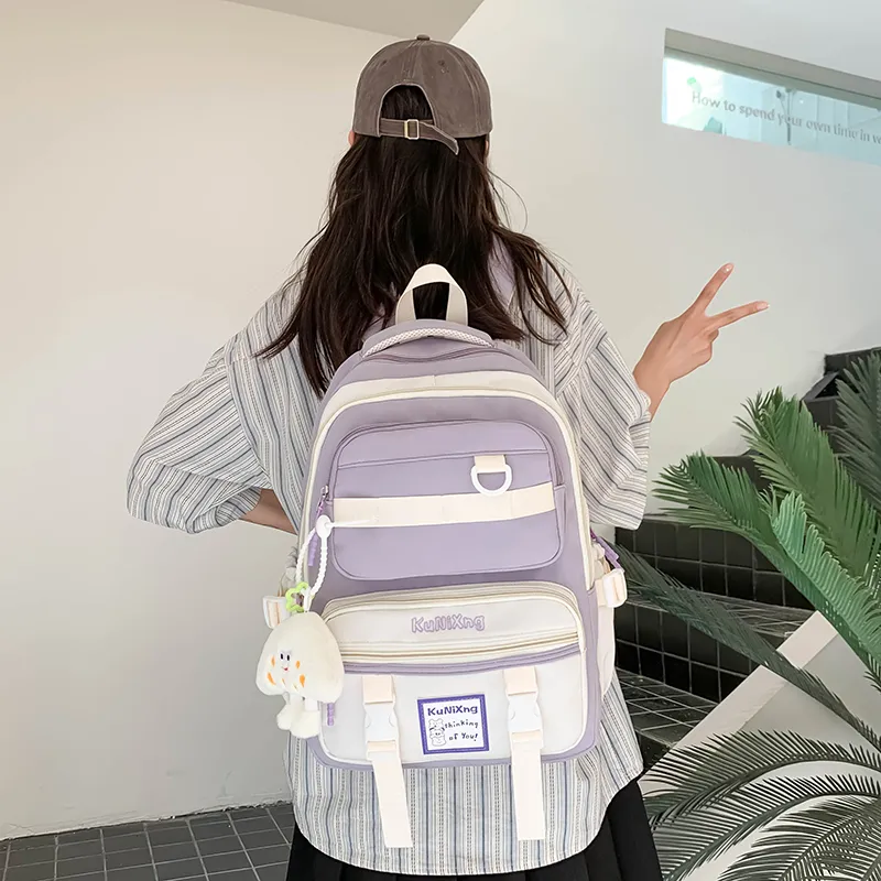 Tong Tong Rabbit Nylon Backpack Regular Women's Purple & White/Purple & Yellow/White & Orange/Black & White-1
