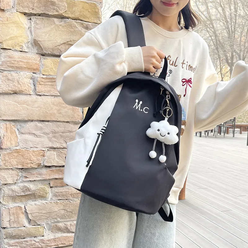 OUZIHUANG Nylon Backpack Regular Women's Lemon/Orange/Haze Blue/Classic Black/Withered Leaf Green-13