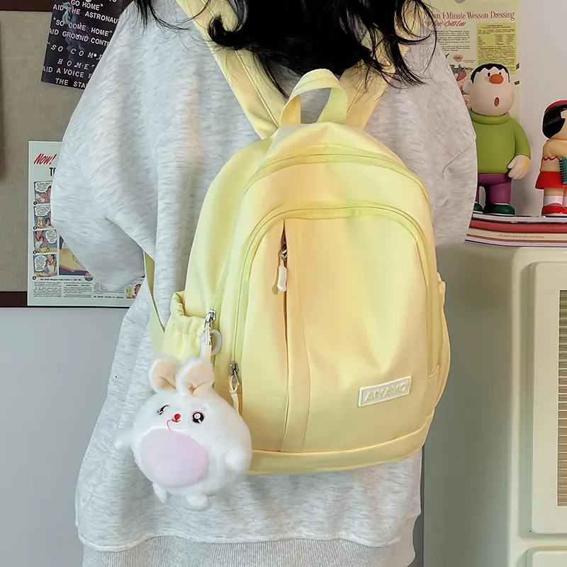 OUZIHUANG Nylon Backpack Large Size Unisex Pink/Blue/White/Black/Yellow/Green-20