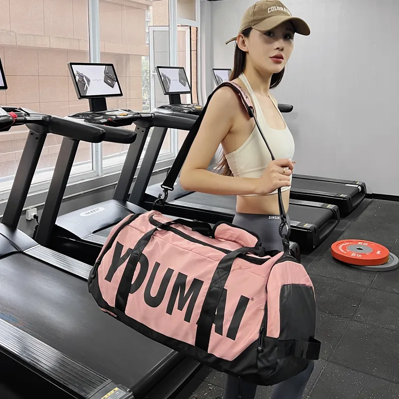 Deli Bear Nylon Gym Bag Unisex Black/Pink/Khaki/Red/Yellow-6