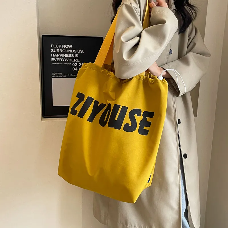 OUZIHUANG Canvas Bucket Bag Handbag Shoulder Bag Regular Women's Yellow/Ecru/Black/Khaki-2