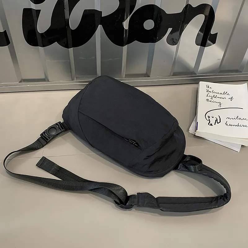 OUZIHUANG Nylon Sling Bag Unisex Black/Light Gray/Dark Khaki/Green-1